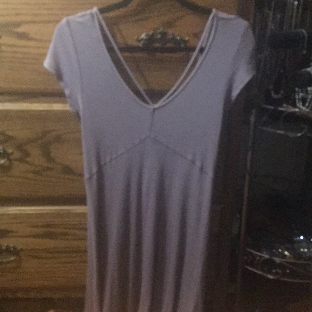 NWT mineral wash taupe purple strappy flouncy dress